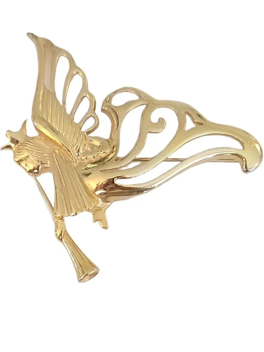 Givenchy Gold Tone Angel Blowing Horn Brooch Pin, Signed M456